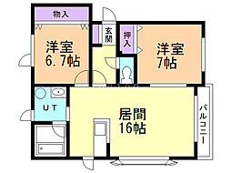 ラークリープE 2LDKの間取図画像