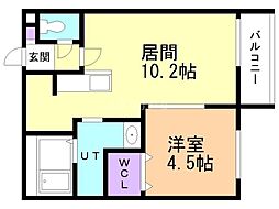 ガーデンクリスタル平岸 1LDKの間取図画像