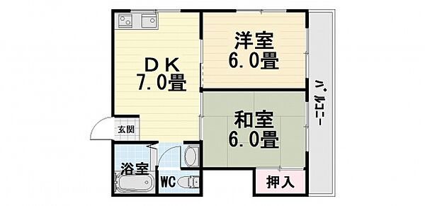 大阪府堺市西区平岡町(賃貸マンション2DK・3階・42.76㎡)の写真 その2