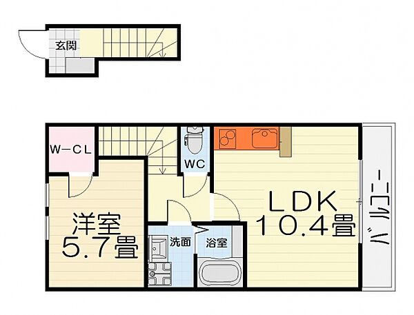 大阪府高石市西取石1丁目(賃貸アパート1LDK・2階・41.19㎡)の写真 その2