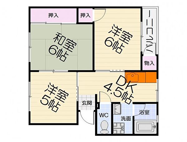 大阪府泉大津市曽根町3丁目(賃貸マンション3DK・3階・47.60㎡)の写真 その2