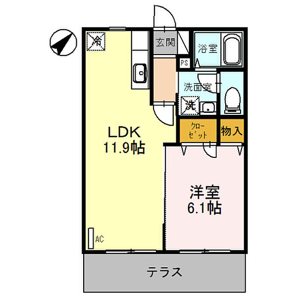 パル春日　Ｂ棟 ｜大阪府泉大津市春日町(賃貸アパート1LDK・1階・41.58㎡)の写真 その2