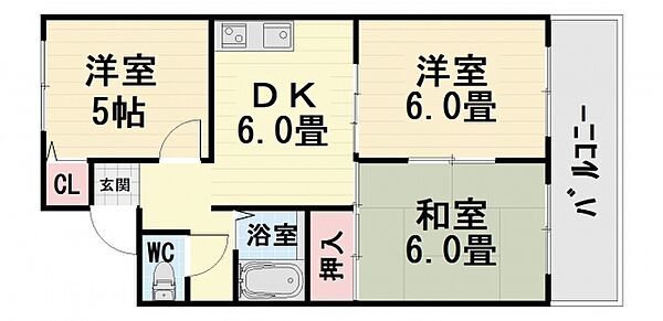 メゾンクリエ鳳 ｜大阪府堺市西区鳳北町4丁(賃貸マンション3DK・2階・45.38㎡)の写真 その2