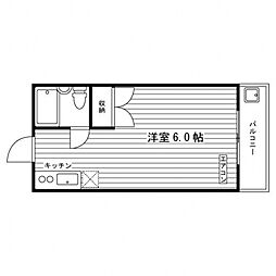 コーポラス二条 ワンルームの間取図画像