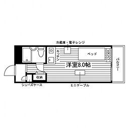 グランデ西京極 1階ワンルームの間取り