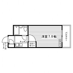 サンシャインビルディング 1Kの間取図画像