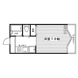 ROOMIN’ SQUARE 2階ワンルームの間取り