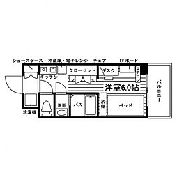 学生会館 NCRe京都深草[食事付き] 3階1Kの間取り