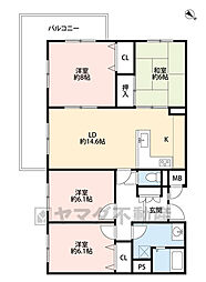 多賀ハウス 4LDKの間取図画像
