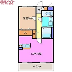 アルバクオーレＡ棟 3階1LDKの間取り