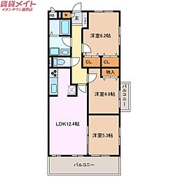 ラフィーネ 2階3LDKの間取り