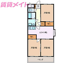 三重県四日市市波木南台1丁目（賃貸マンション3LDK・3階・58.30㎡） その2