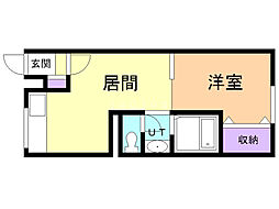 エーコー大楽毛B 1DKの間取図画像