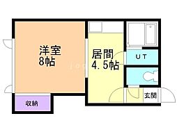 ハイムかん田 1DKの間取図画像