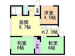 サンコーポ 3LDKの間取図画像