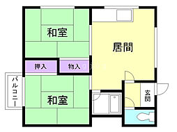 ハイツ鳥取 2DKの間取図画像