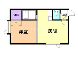 ノースアベニュー盛倫 1DKの間取図画像