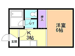 VOX・2 1Kの間取図画像