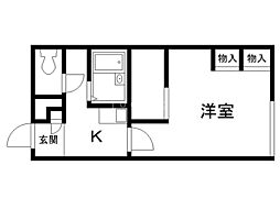 レオパレスふみぞの 1Kの間取図画像