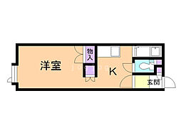 バレンタインハウスウエスト 1Kの間取図画像