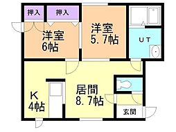 メゾンホンダ 2LDKの間取図画像
