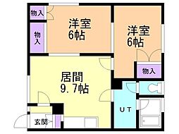 コーポ蘭 2LDKの間取図画像