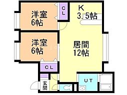 ハスコート大町2 2LDKの間取図画像