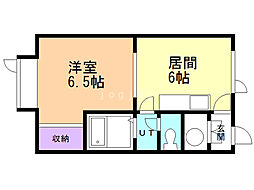 ニューシティ芦野 1DKの間取図画像