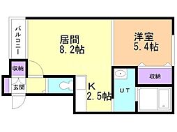 グランフォーレ中園1 1LDKの間取図画像
