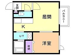 スプリングハイツ 1LDKの間取図画像