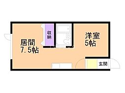 キャンパスオノC 1DKの間取図画像