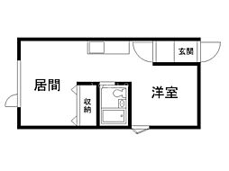 キャンパスオノC 1DKの間取図画像