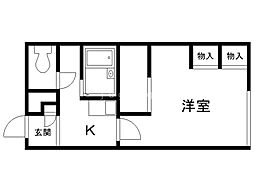レオパレストップヒルズ富士見 1Kの間取図画像