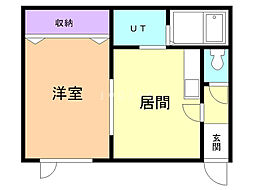 ノース4 1DKの間取図画像