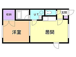 ミントミルキーウェイ 1DKの間取図画像