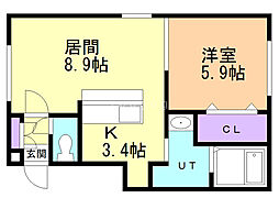 キュア 1LDKの間取図画像