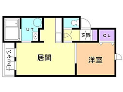 ハピネスドムス昭和南 1DKの間取図画像
