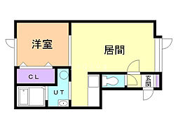 アクアヒル 1LDKの間取図画像