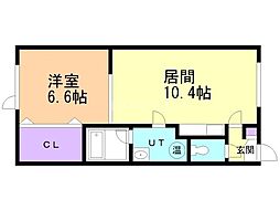 颯 1LDKの間取図画像