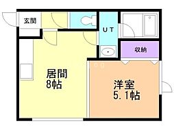 レジア愛国 1LDKの間取図画像