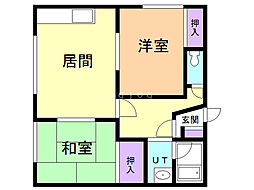 ハイツ共栄1 2LDKの間取図画像
