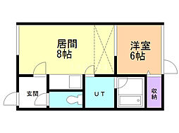 エステートインフェルモント2 1DKの間取図画像