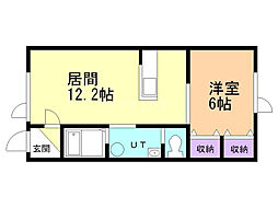 ワンダフル22 1LDKの間取図画像