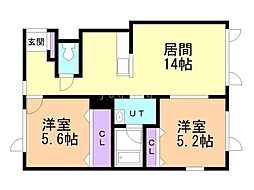 ブルーベリーヒル 2LDKの間取図画像