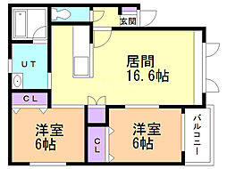 ショコラ 2LDKの間取図画像