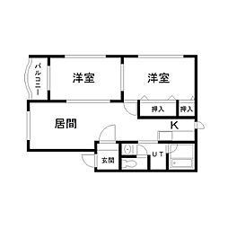 グローリアス二番館 2LDKの間取図画像