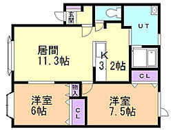 CasaLa.vista 2LDKの間取図画像