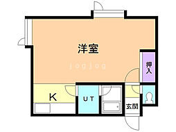 ブラウンカレッジカワサキ 1Kの間取図画像