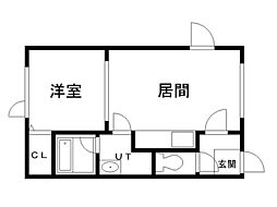シャレーヌ 1DKの間取図画像