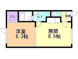 レラ・ウェスト 1LDKの間取図画像